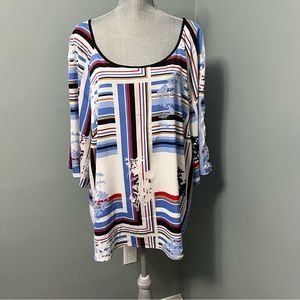 PENNINGTONS In Every story print blouse womens size 2X multicoloured